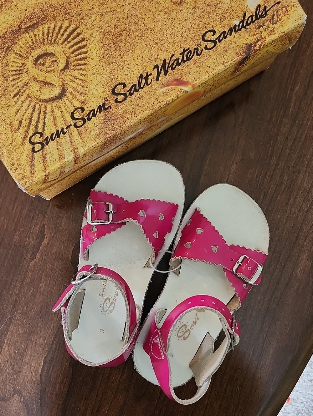 Authentic Salt Water Sandals by Hoy - Girls' Pink Heart Summer Shoes